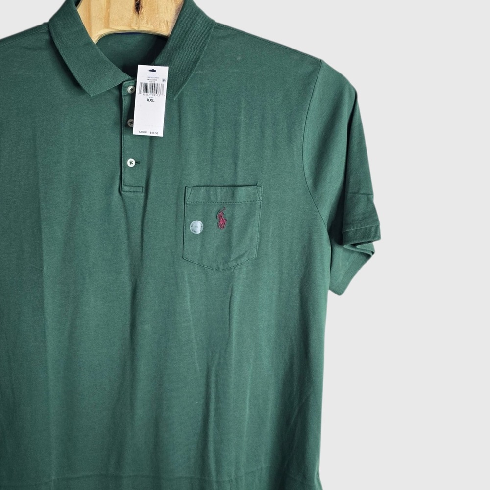 Polo Ralph Lauren Mens XXL Green Cotton Short Sleeve Pocket Polo Shirt NWT